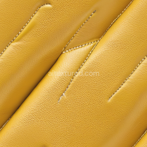 Seamless 3D Yellow Pebbled Leather PBR Texture with Detailed Stitching and Natural Grain
