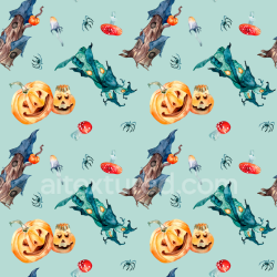 seamless Seamless 3D PBR Watercolor Halloween Texture with Pumpkins and Spooky Elements texture 8k free download PBR