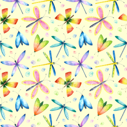 seamless Seamless 3D PBR Watercolor Dragonfly Pattern Texture with Pastel Colors texture 8k free download PBR
