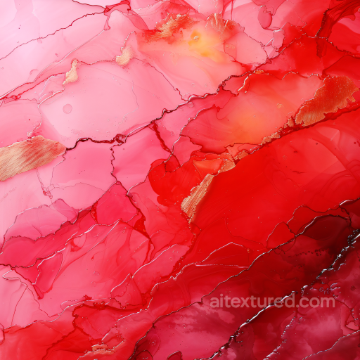 Alcohol Ink PBR Texture with Red Tones and Gold Vein Waves texture preview