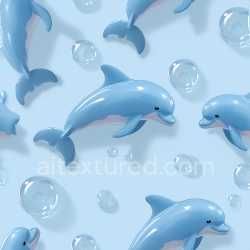seamless Seamless 3D Inflated PBR Texture Featuring Glossy Blue Vinyl Dolphins and Bubbles texture 8k free download PBR