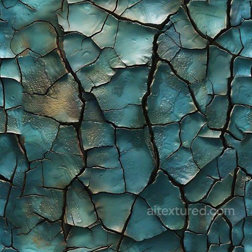 Cracked Paint PBR Texture Featuring Distinctive Blue-Green Flaking Surface seamless Cracked & Holes PBR texture