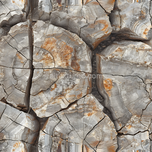 Preview — Seamless 3D PBR Weathered Stone Log Texture with Cracked Surface and Earthy Tones