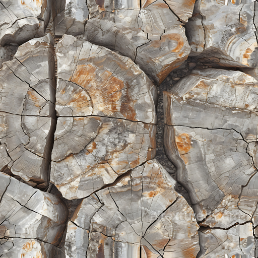 Weathered Stone Log Texture with Cracked Surface and Earthy Tones seamless Stone PBR texture