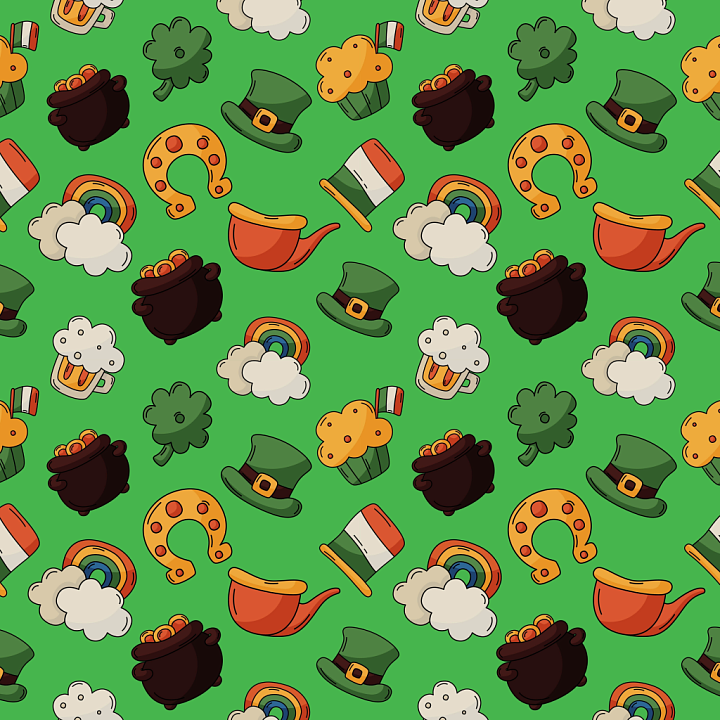 with St Patrick’s Day Cartoon Icons seamless PBR texture preview