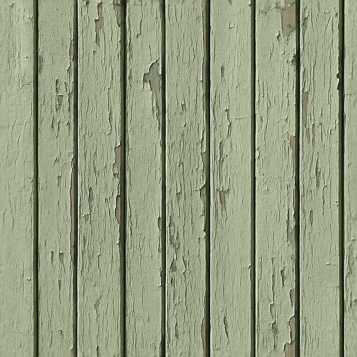 Painted Wood Garden Fence With Chipped Paint And Fence Shadow Effect seamless PBR texture preview