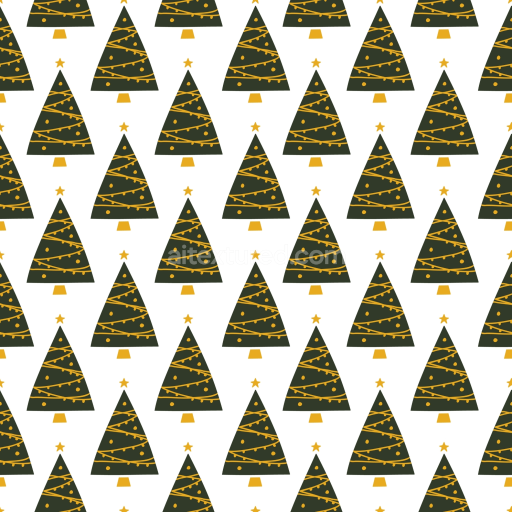 Seamless 3D PBR Texture of Minimalist Christmas Tree Pattern in Green and Gold