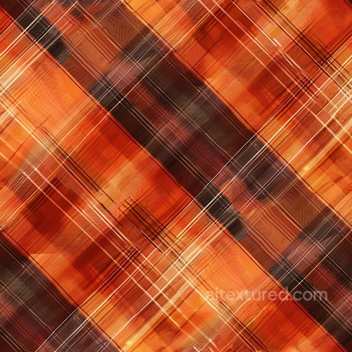 Seamless 3D PBR Plaid Fabric Texture with Warm Orange, Brown, and Red Tones texture preview