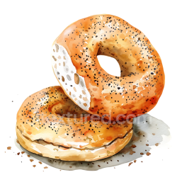 seamless Watercolor Style Breakfast Bagels with Cream Cheese Illustration texture 8k free download PBR