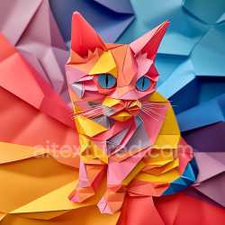 seamless Seamless 3D PBR Texture of Origami-Inspired Multicolor Cat Pattern texture 8k free download PBR