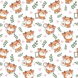 Pattern Bundle - Seamless 3D PBR Pattern Texture Featuring Cute Cartoon Deer with Hearts and Leaves texture preview