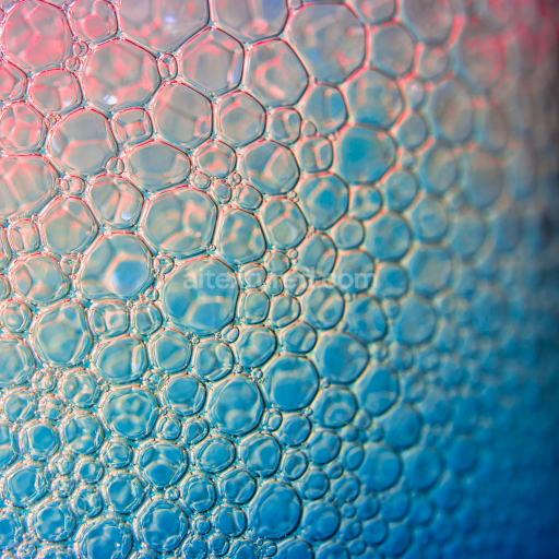 High Detail PBR Texture of Glass Bubbles with Blue and Pink Highlights