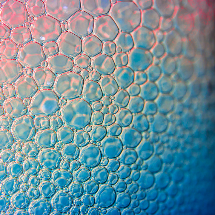 High Detail of Glass Bubbles with Blue and Pink Highlights seamless PBR texture preview