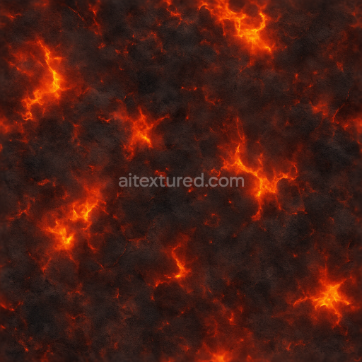 Seamless 8k PBR 3d texture displaying blazing inferno with burnt fabric and hot coals