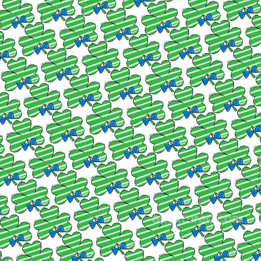 Striped Green Clover Fabric Texture with Blue Bow Pattern seamless St patrick digital paper bundle PBR texture