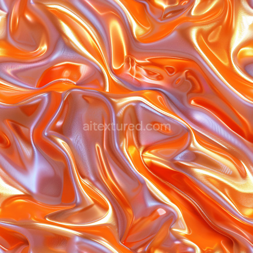 Seamless 3D PBR Texture of Glossy Orange Satin Fabric with Wrinkled Folds