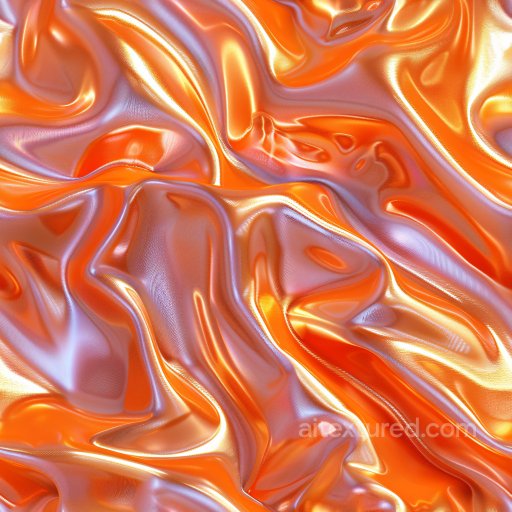 Seamless 3D PBR Texture of Glossy Orange Satin Fabric with Wrinkled Folds texture preview