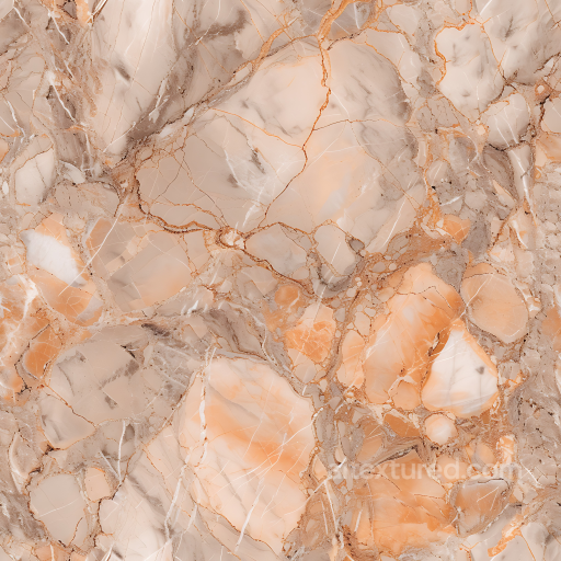 Breccia Oniciata Natural Marble PBR Texture with Warm Orange and Creamy Veins seamless Marble PBR texture
