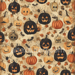 seamless Seamless 3D PBR Vintage Halloween Fabric Texture with Jack-o'-Lantern Pattern texture 8k free download PBR