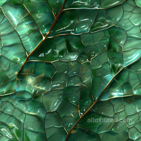 with Glossy Emerald Leaf Veins and Smooth Shiny Surfaces Glossy texture preview