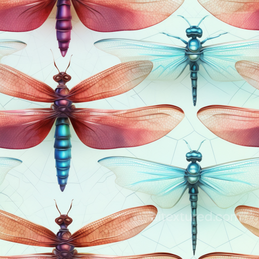 Dragonfly Wing Texture Featuring Red and Blue Intricate Patterns seamless Dragonfly PBR texture