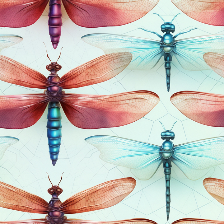 Dragonfly Wing Featuring Red and Blue Intricate Patterns seamless PBR texture preview