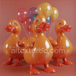 seamless Seamless 3D Inflated PBR Texture Featuring Glossy Inflatable Rubber Duck with Balloons texture 8k free download PBR