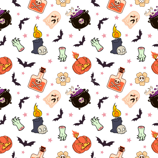 Pattern Bundle - Seamless 3D Pattern PBR Texture with Halloween Spooky Motifs and Playful Rhythm texture preview