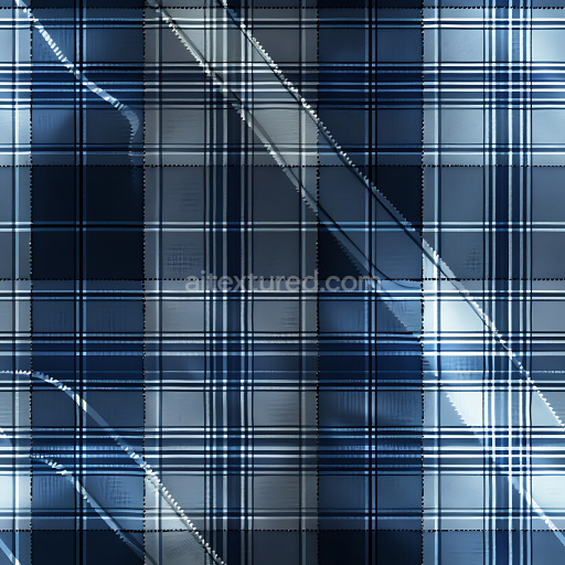 Seamless 3D PBR Texture of Blue Plaid Fabric with Crisp Weave Pattern