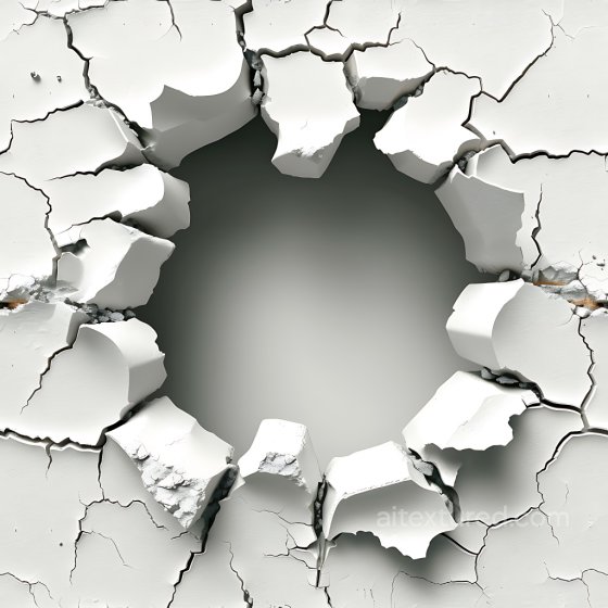 Cracked & Hole PBR Texture of White Plaster with Irregular Fractures Cracked & Holes texture preview