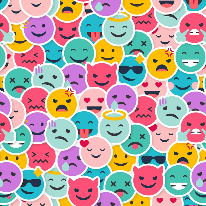 Happy Face Pattern of Colorful Happy Face Emoji Pattern seamless PBR texture preview