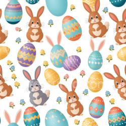 seamless Seamless 3D PBR Texture Featuring Colorful Easter Eggs and Bunny Pattern texture 8k free download PBR