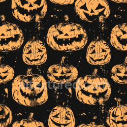 seamless Seamless 3D PBR Texture with Vintage Halloween Jack-o'-Lantern Pattern texture 8k free download PBR
