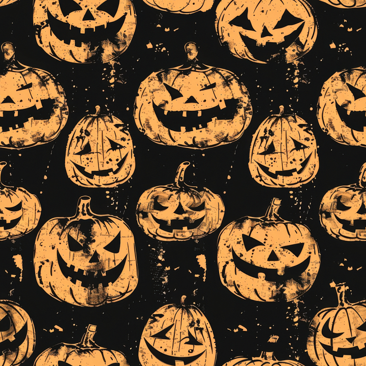 with Vintage Halloween Jack-o'-Lantern Pattern seamless PBR texture preview