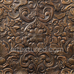 seamless Seamless 3D Antique Embossed Brown Leather PBR Texture with Ornate Floral Patterns texture 8k free download PBR