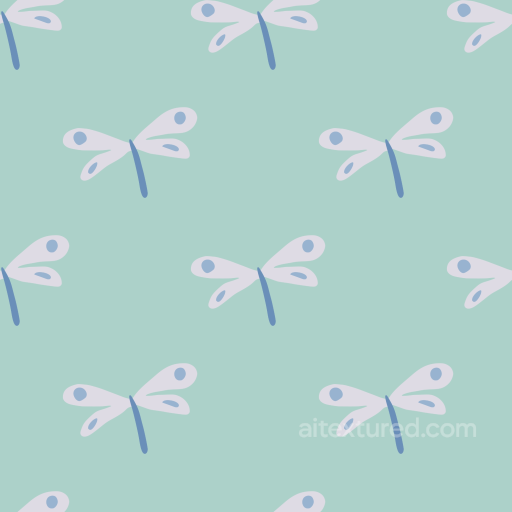 Featuring Soft Blue Dragonfly Pattern on Mint Background seamless Dragonfly PBR texture