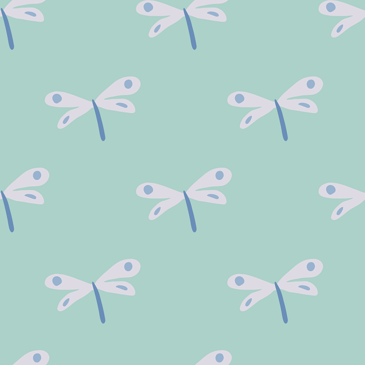 Featuring Soft Blue Dragonfly Pattern on Mint Background seamless PBR texture preview