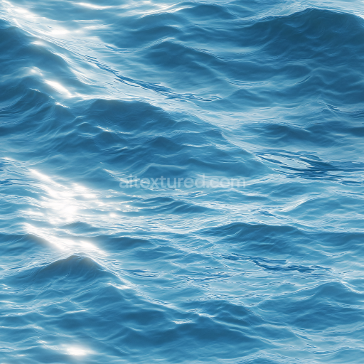Seamless Realistic 3D Ocean Water PBR Texture with Gentle Waves and Sun Glare