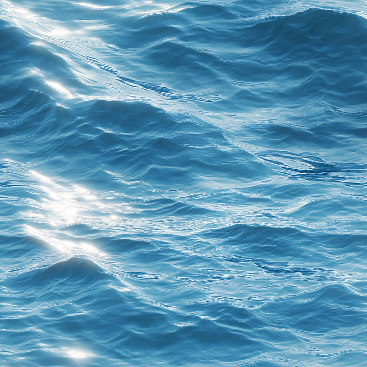 Realistic Ocean Water with Gentle Waves and Sun Glare seamless PBR texture preview