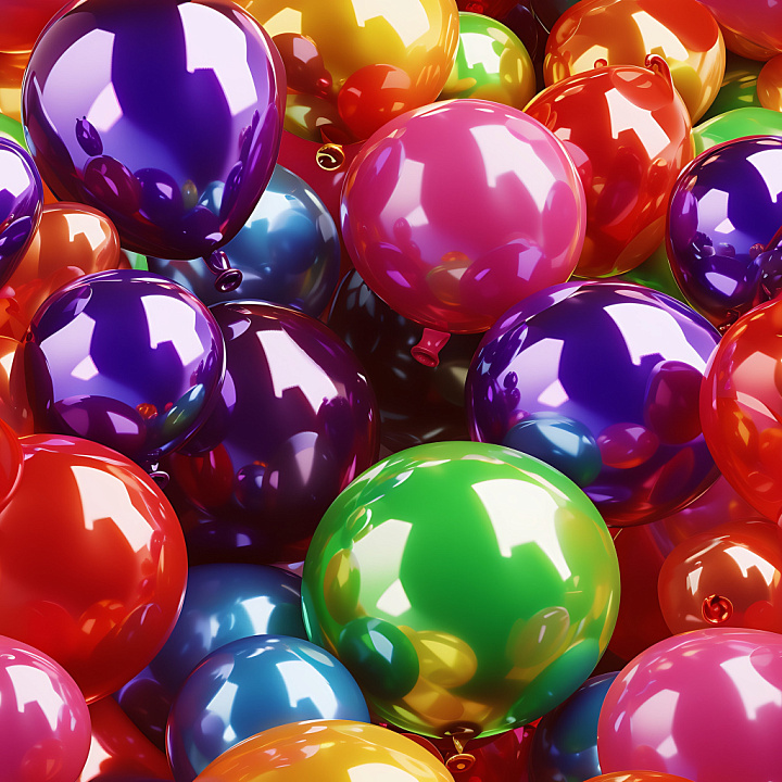 Inflated Featuring Glossy Multicolored Balloon Clusters seamless PBR texture preview