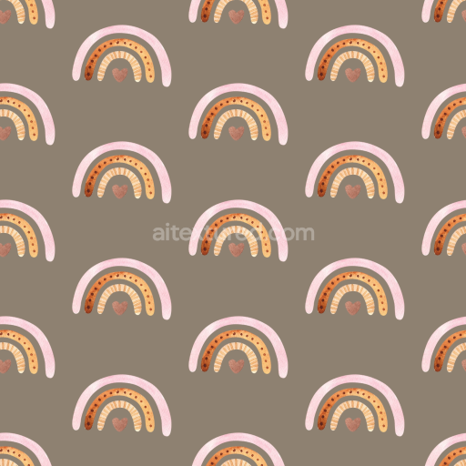 Seamless 3D PBR Boho Fabric Texture Featuring Soft Pastel Rainbow Motifs