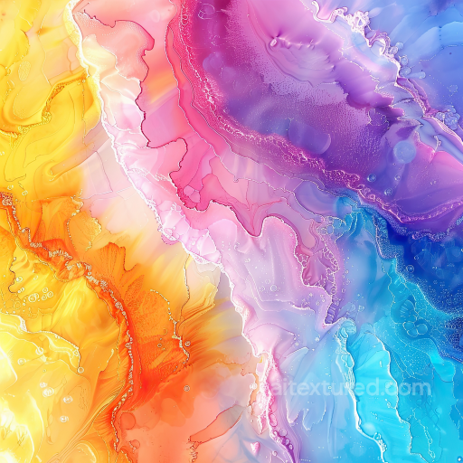Alcohol Ink PBR Texture Featuring Vibrant Multicolor Fluid Swirls seamless Alcohol ink PBR texture