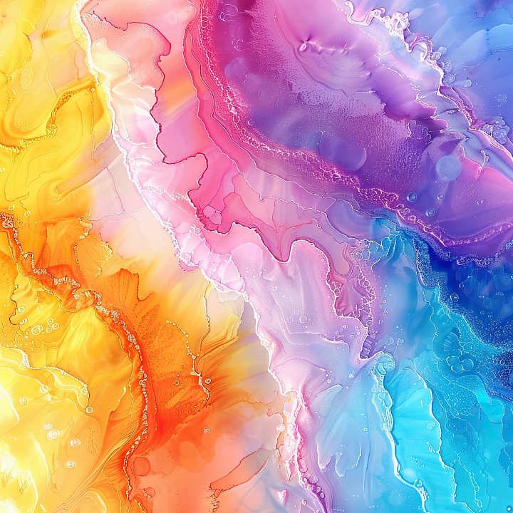 Alcohol Ink Featuring Vibrant Multicolor Fluid Swirls seamless PBR texture preview