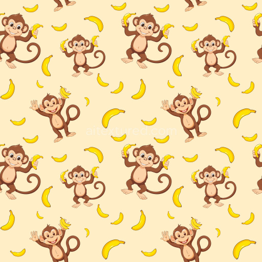 Pattern Bundle - Seamless 3D Pattern PBR Texture with Playful Cartoon Monkeys and Bananas texture preview