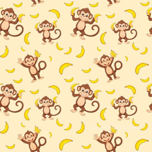 Pattern PBR Texture with Playful Cartoon Monkeys and Bananas seamless Pattern Bundle PBR texture