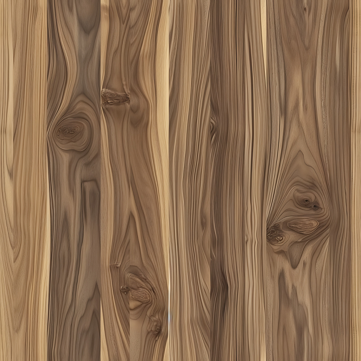 Natural Walnut Wood Planks with Distinct Grain and Knots seamless PBR texture preview