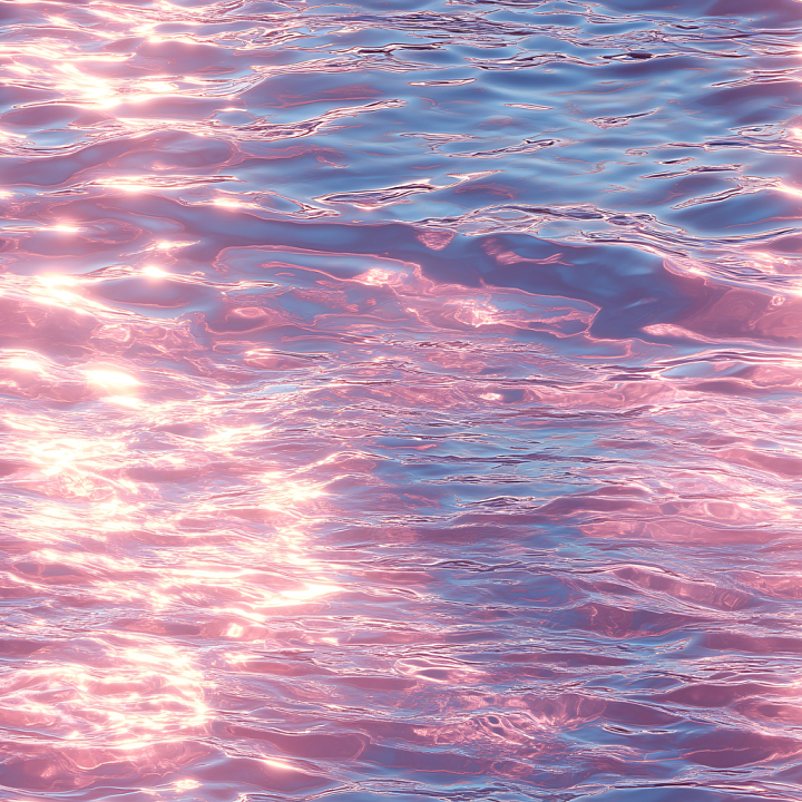 Reflective Water Featuring Soft Pink and Blue Hues with Gentle Ripples seamless PBR texture preview