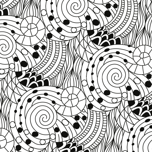 Seamless 3D PBR Black & White Abstract Swirls and Doodles Texture