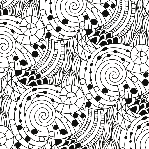 Black & White Abstract Swirls and Doodles Texture seamless White & Black PBR texture