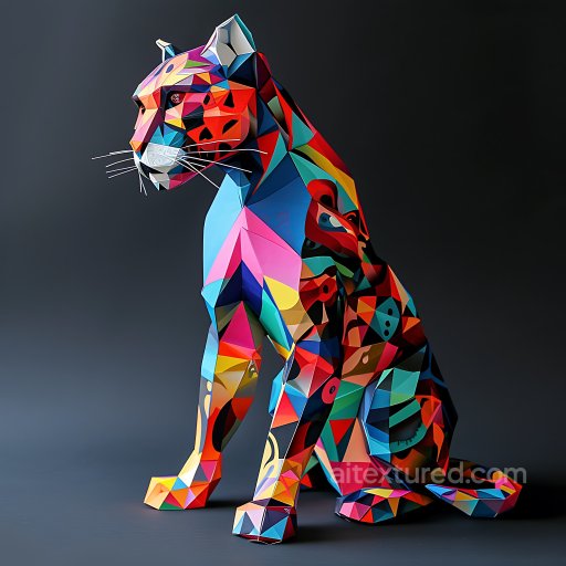 Animal - Seamless 3D PBR Texture Featuring Origami Geometric Civet Pattern with Bold Multicolor texture preview